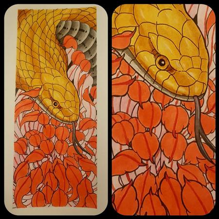 Tattoos - Gloden cobra and chrysanthemum - 133702