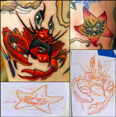 Tattoos - Crab and star fish - 73915
