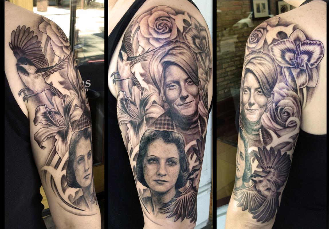 Family Portrait Tribute Tattoo By Pepper Tattoos