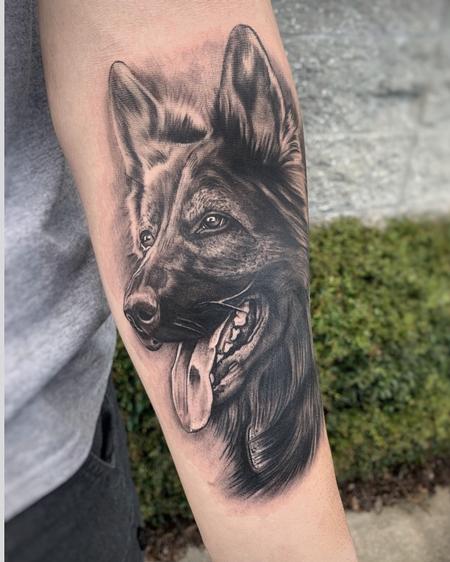 Tattoos - Dog Portrait on Hand - 139742