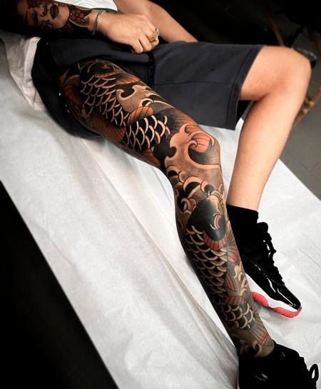 Angel Serrano - Japanese Leg Sleeve Koi