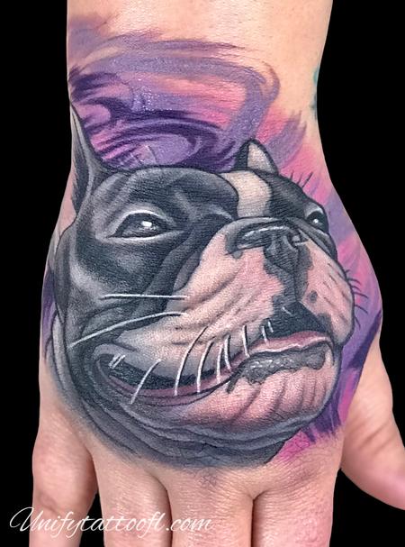 Tattoos - Dog Portrait on Hand - 134807