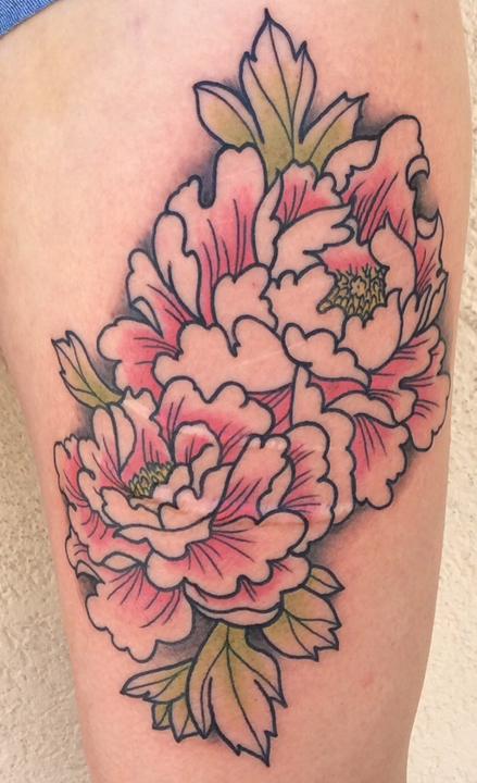 Skyler Del Drago - Peony Flower Tattoo