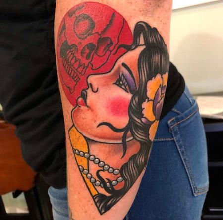 Mike Franco - Traditional Girl Head & Skull