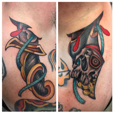 Tattoos - Pirate dagger through neck - 139844