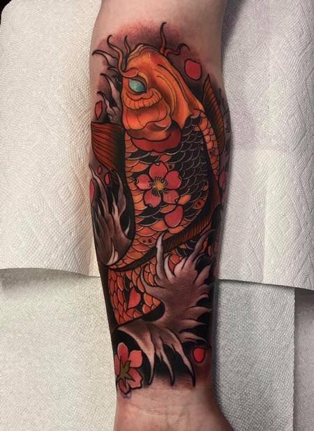 Izzy Gore - Koi on the forearm