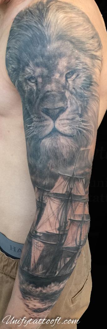 Bart Andrews - Lion and Ship Tattoo