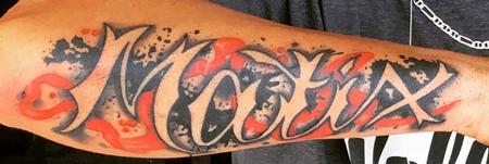 Skyler Del Drago - Custom lettering on forearm