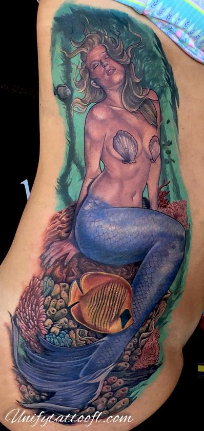 Tattoos - Mermaid on ribs - 120369
