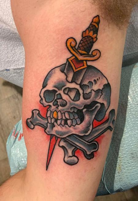 Tattoos - Skull Dagger Tattoo - 146074