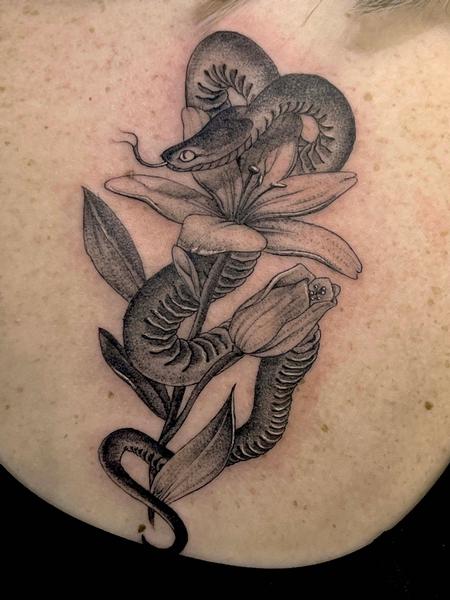 Bart Andrews - Snake with Flowers Tattoo