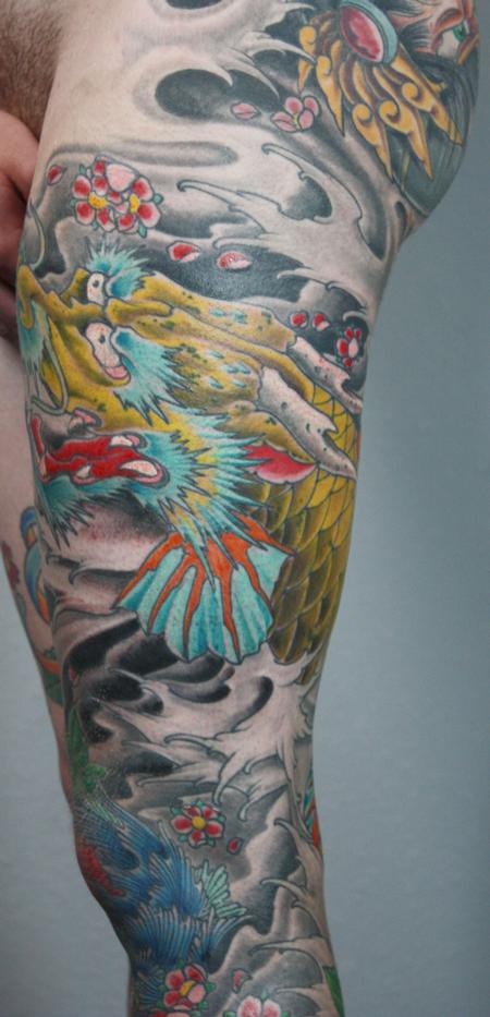 Tattoos - Dragon Koi Leg Sleeve - 81150