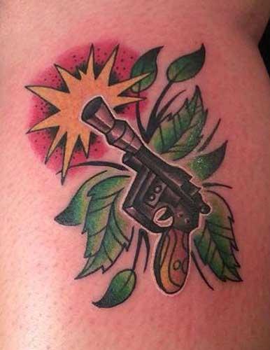 Skyler Del Drago - Han Solo Blaster Tattoo